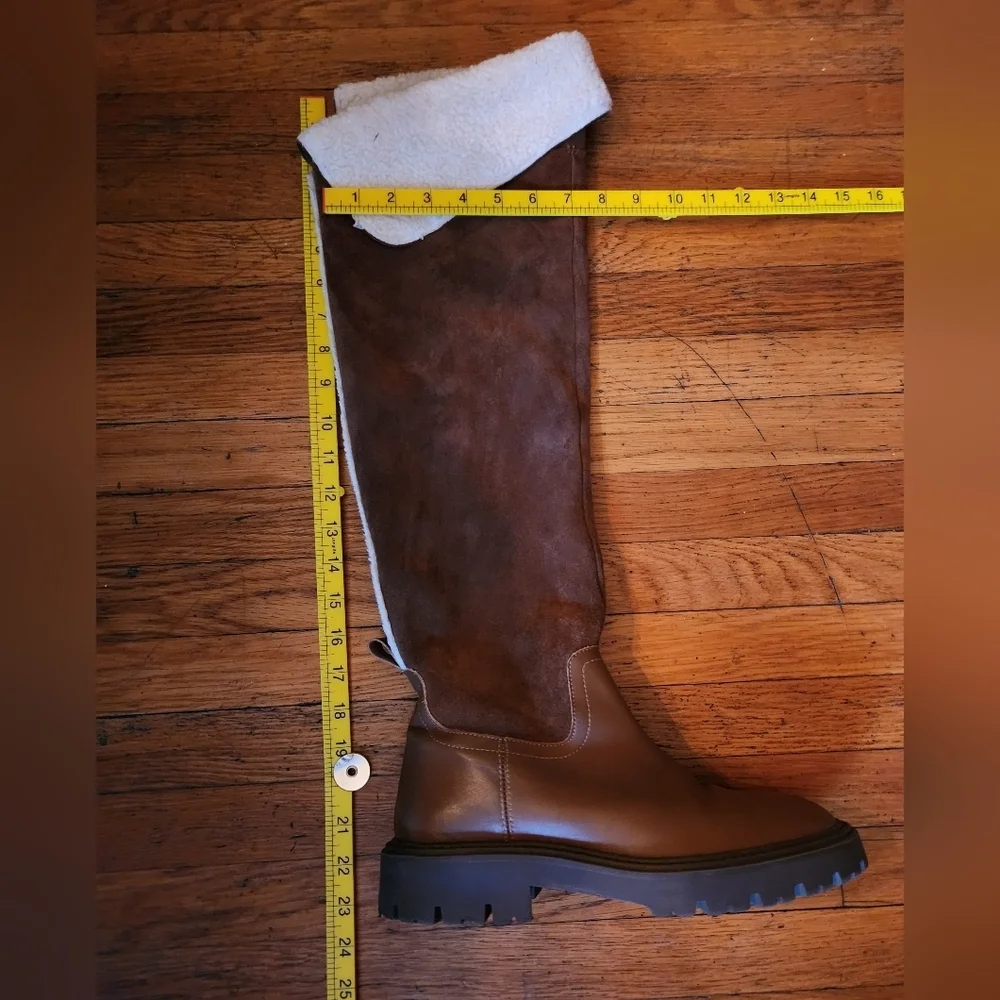 ZARA Over The Knee Boots with Fleece Trim